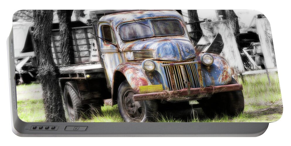 Vintage Truck Photo Prints Portable Battery Charger featuring the digital art Aged 01 by Kevin Chippindall