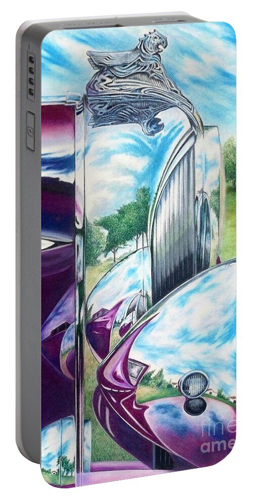 Colored Pencil Fine Art Portable Battery Charger featuring the drawing Aged Elegance by David Neace