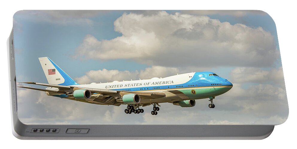 747 Portable Battery Charger featuring the photograph Air Force One by Norman Peay