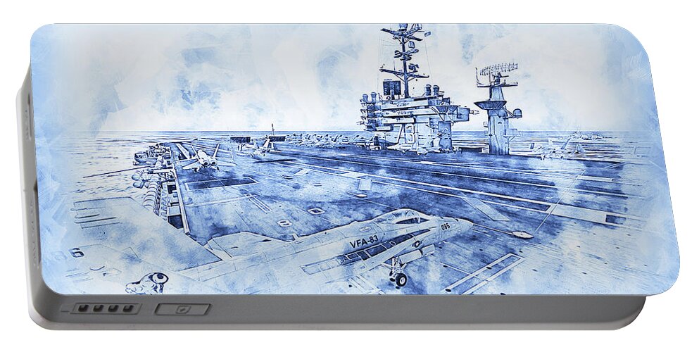 Aircraft Carrier Portable Battery Charger featuring the painting Aircraft Carrier - 04 by AM FineArtPrints