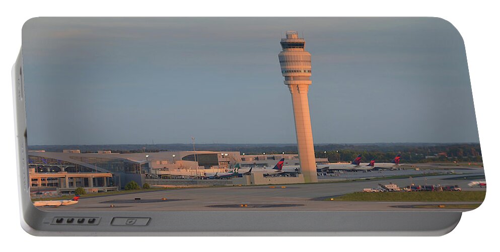 Airport Portable Battery Charger featuring the photograph Airport tower by Dmdcreative Photography