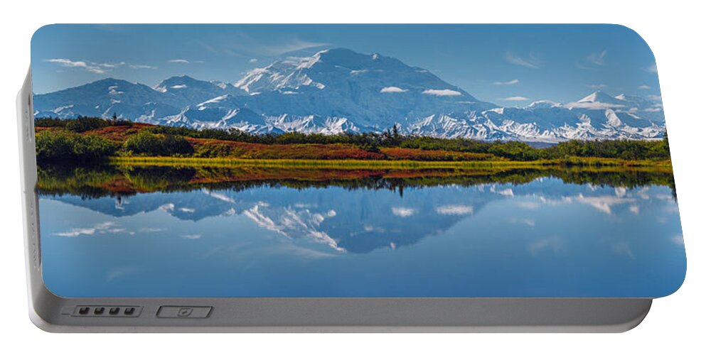 Alaska Portable Battery Charger featuring the photograph Alaska - Denali mirrored in Reflection Pond by Olivier Parent