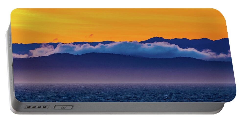 Alaska Portable Battery Charger featuring the digital art Alaska Inside Passage Sunset by SnapHappy Photos