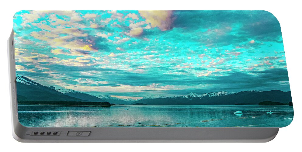 Alaska Portable Battery Charger featuring the digital art Alaska Sunset Inside Passage by SnapHappy Photos