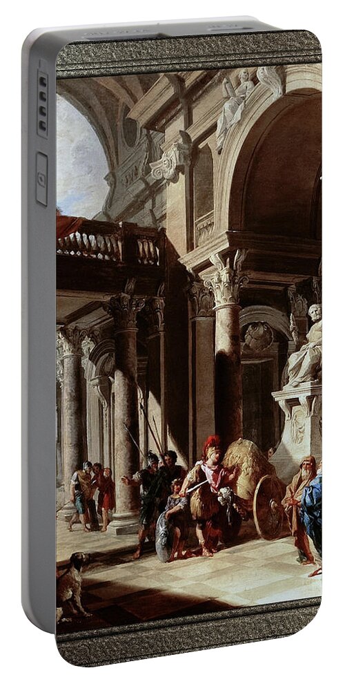 Alexander The Great Cutting The Gordian Knot Portable Battery Charger featuring the painting Alexander the Great Cutting the Gordian Knot by Giovanni Paolo Pannini by Rolando Burbon