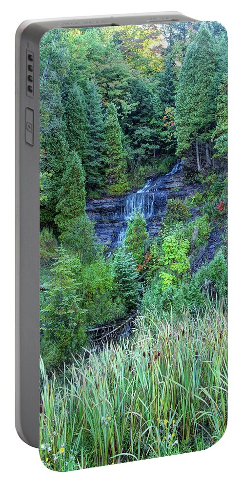 Michigan Portable Battery Charger featuring the photograph Alger Falls by Robert Carter