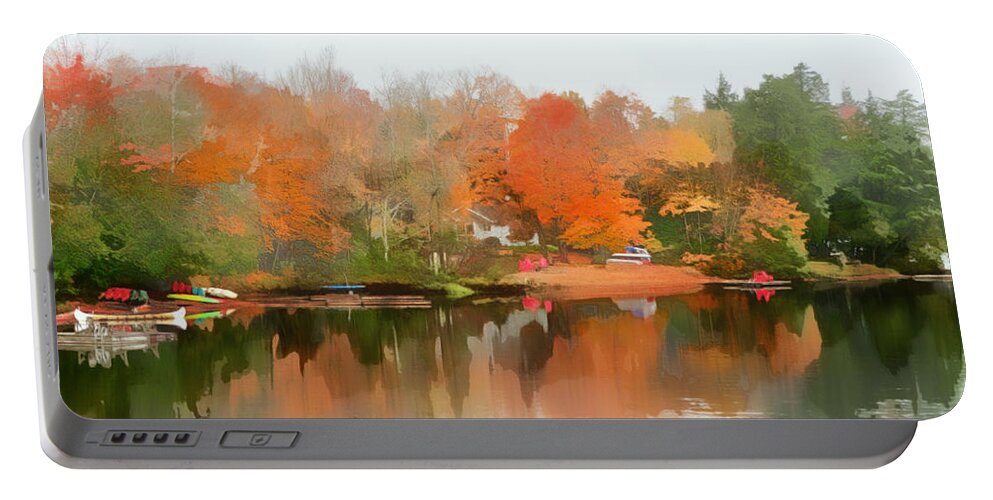 Fall Portable Battery Charger featuring the digital art Algonquin Autumn by Diana Rajala