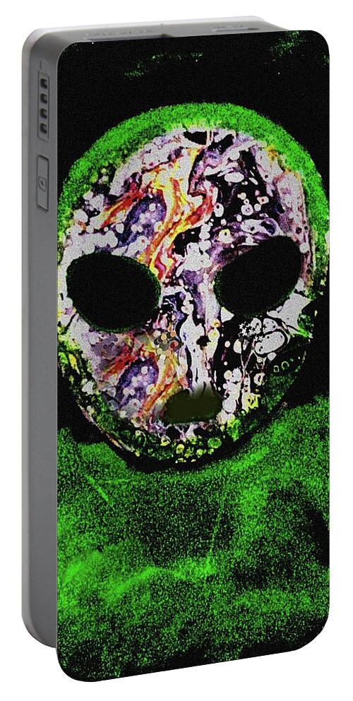 Alien Portable Battery Charger featuring the painting Alien 1 by Anna Adams