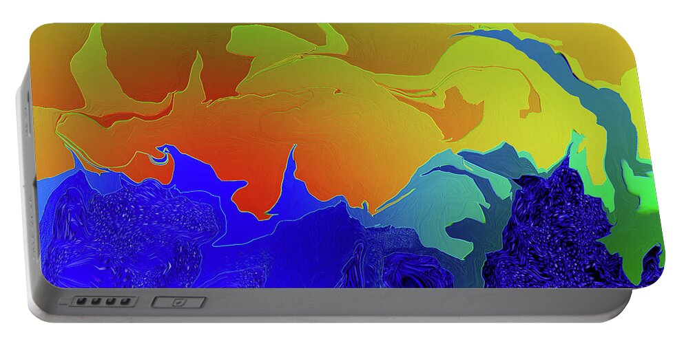 Abstract Portable Battery Charger featuring the digital art Alien World Map by Kae Cheatham