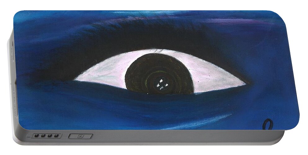 Eye Portable Battery Charger featuring the painting All About Emotions by Esoteric Gardens KN