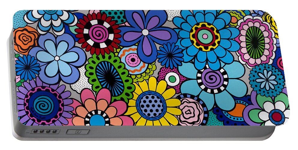 Flowers Portable Battery Charger featuring the painting All About the Blooms by Beth Ann Scott