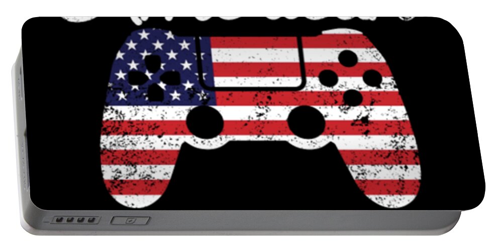 Video Games Portable Battery Charger featuring the digital art All American Gamer 4th of July Video Game by Tinh Tran Le Thanh