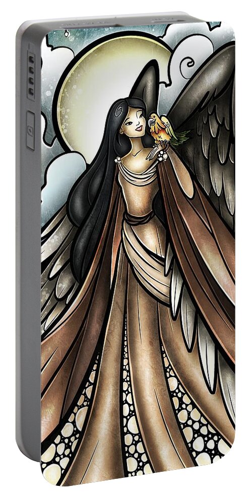 Inspirational Portable Battery Charger featuring the digital art All Birds Go to Heaven by Mandie Manzano