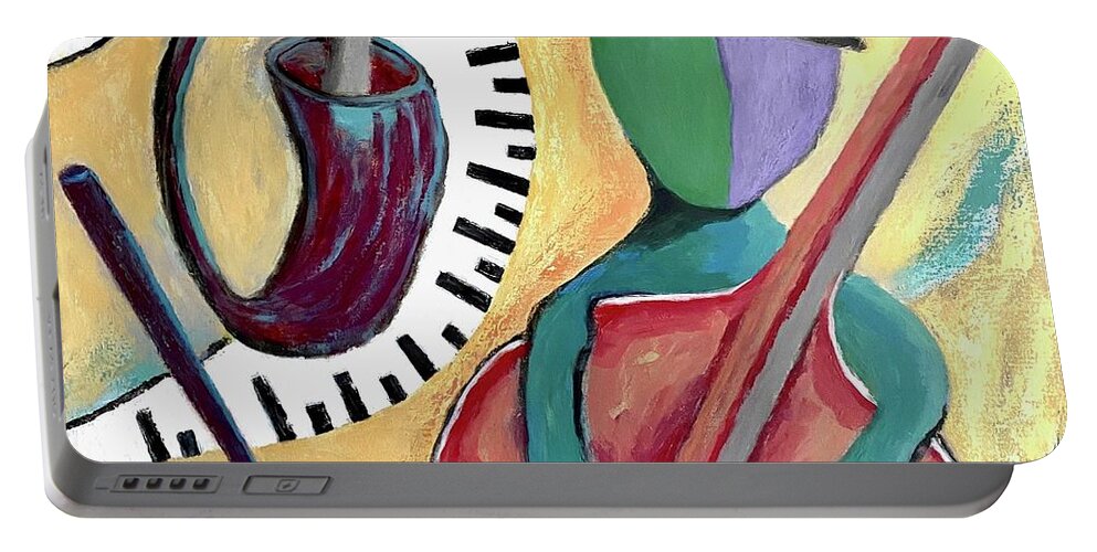 Jazz Portable Battery Charger featuring the painting All That Jazz by Victoria Lakes