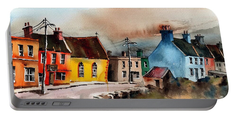  Portable Battery Charger featuring the painting Allihies Main St by Val Byrne