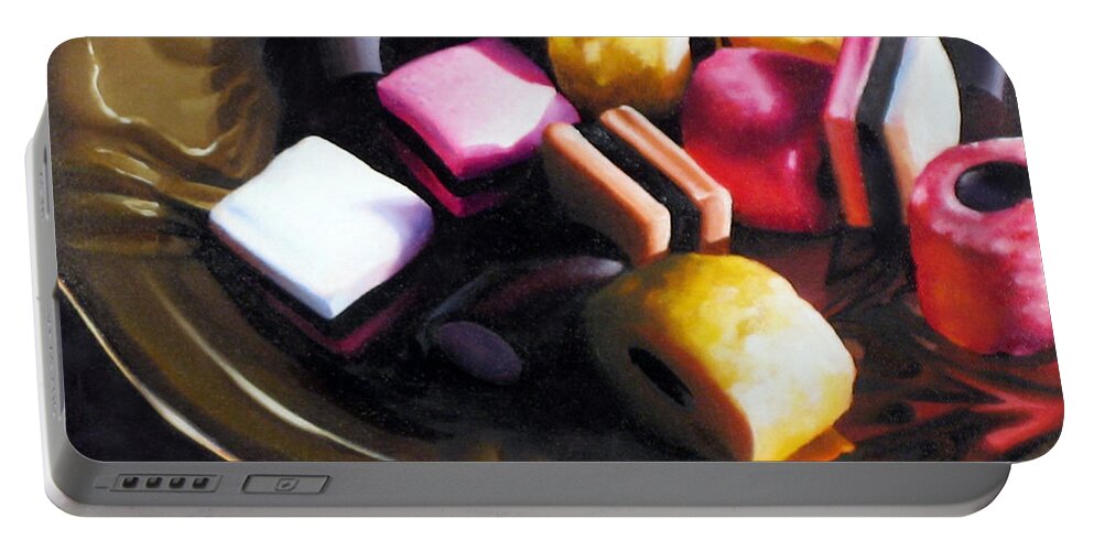 Allsorts Portable Battery Charger featuring the pastel Allsorts of Colour by Dianna Ponting