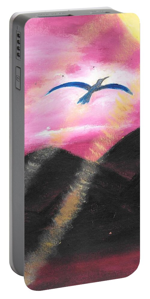 Bird Portable Battery Charger featuring the painting Almost There by Esoteric Gardens KN