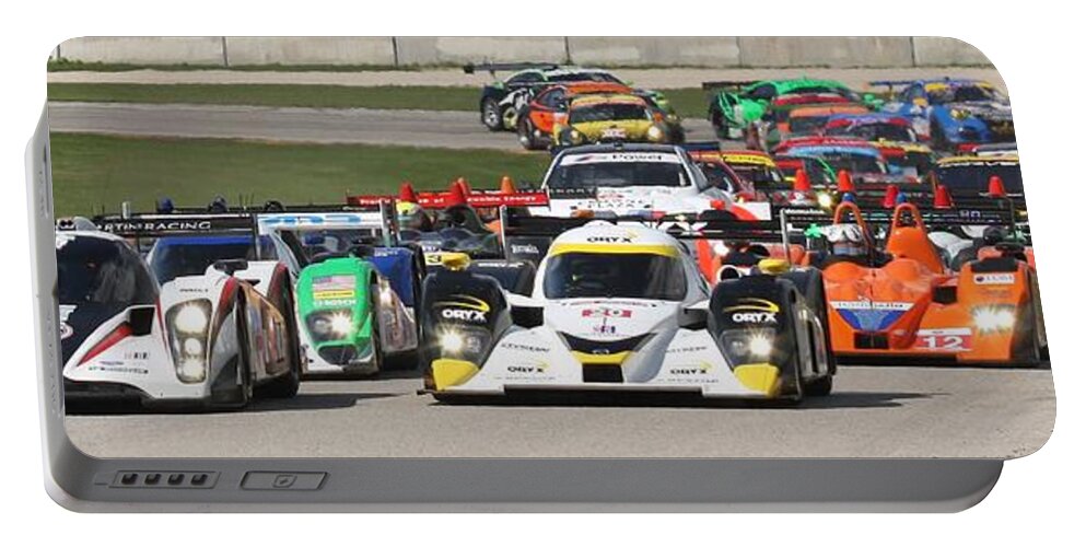 Alms Portable Battery Charger featuring the photograph ALMS Race Start WIde by Pete Klinger