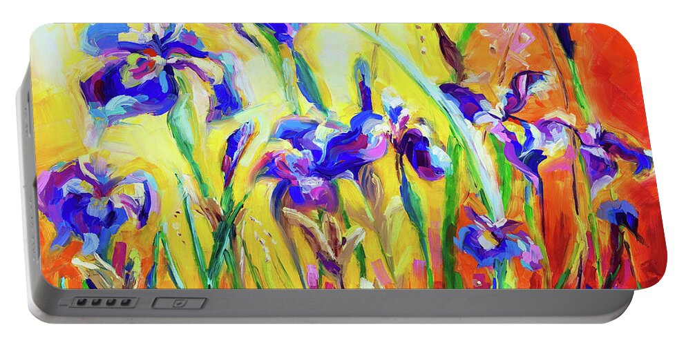 Irises Portable Battery Charger featuring the painting Alpha and Omega by Talya Johnson