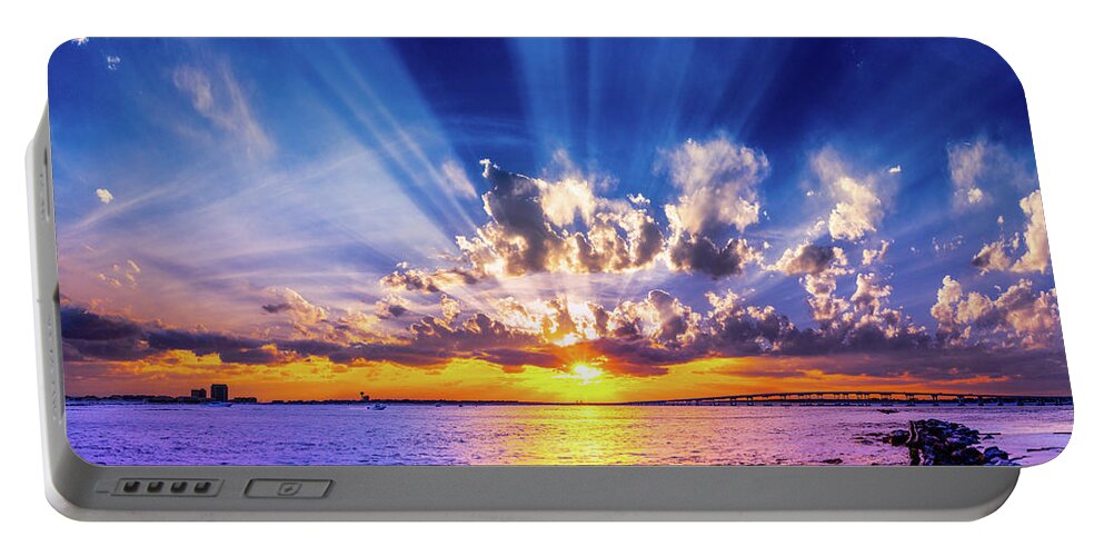 Amazing Portable Battery Charger featuring the photograph Amazing Inspirational Colorful Sunrays Sunset by Eszra Tanner