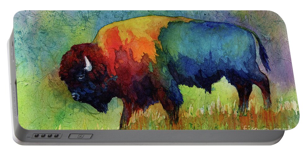 Bison Portable Battery Charger featuring the painting American Buffalo III by Hailey E Herrera