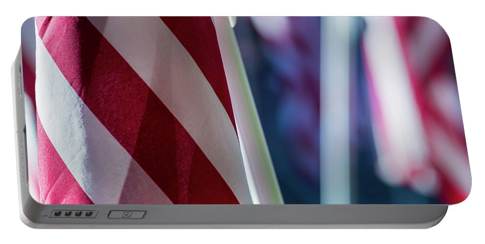 Flag Portable Battery Charger featuring the photograph American Flags 3 by Amelia Pearn