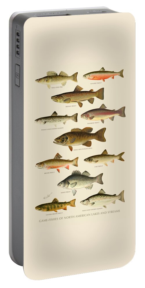 #faatoppicks Portable Battery Charger featuring the painting American Game Fish by Gary Grayson