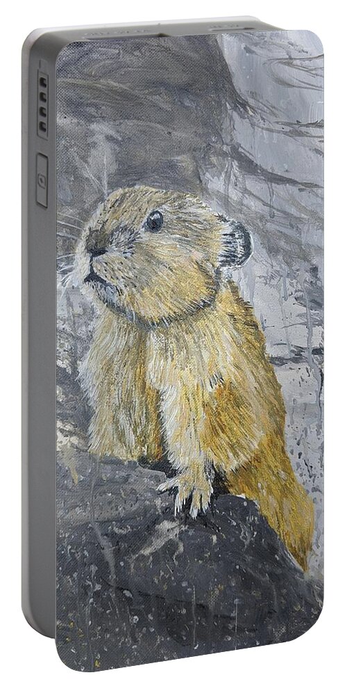 Pika Portable Battery Charger featuring the painting American Pika by Kevin Daly