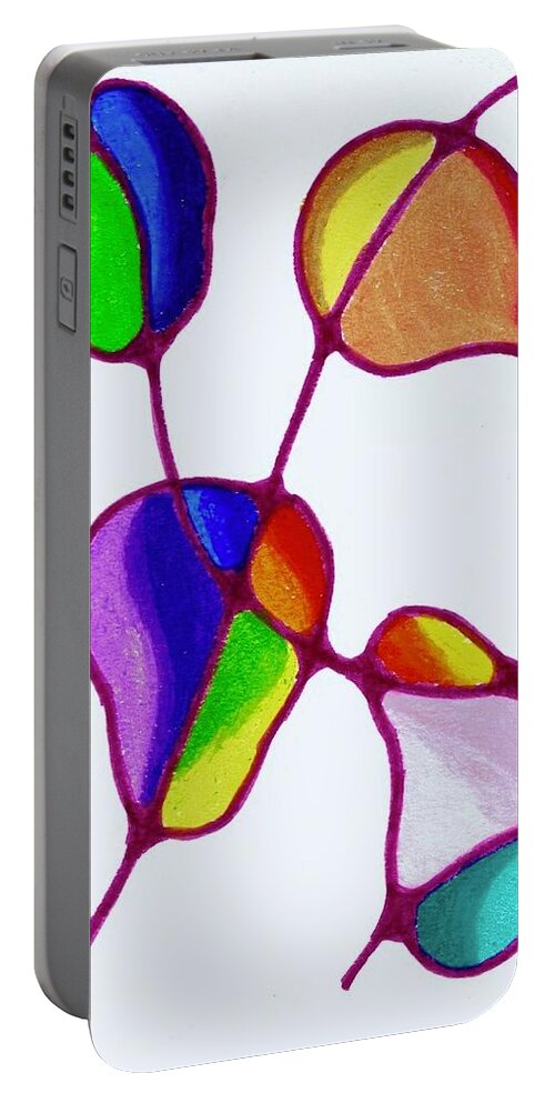 Abstract Portable Battery Charger featuring the mixed media Amoeba by Della McGee