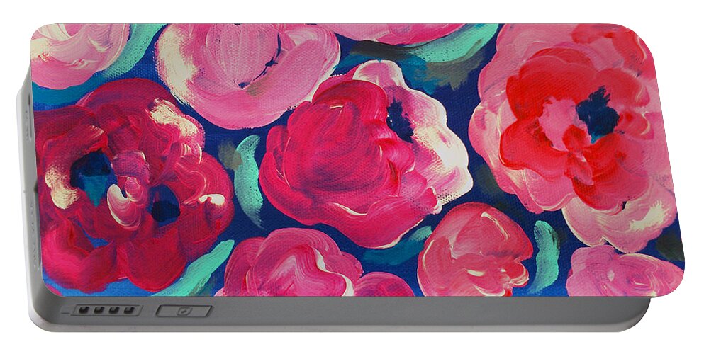 Floral Art Portable Battery Charger featuring the painting Amore by Beth Ann Scott
