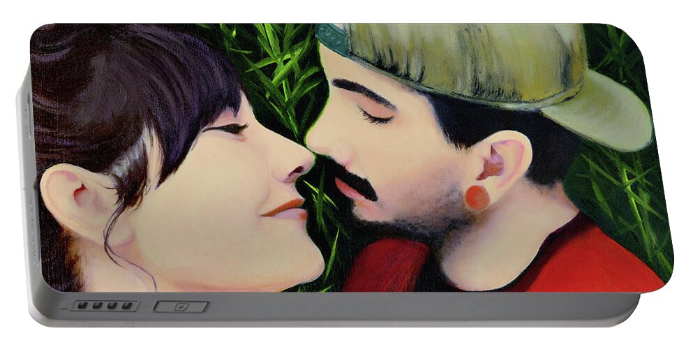 Admiration Portable Battery Charger featuring the painting Amore by Tracy Hutchinson