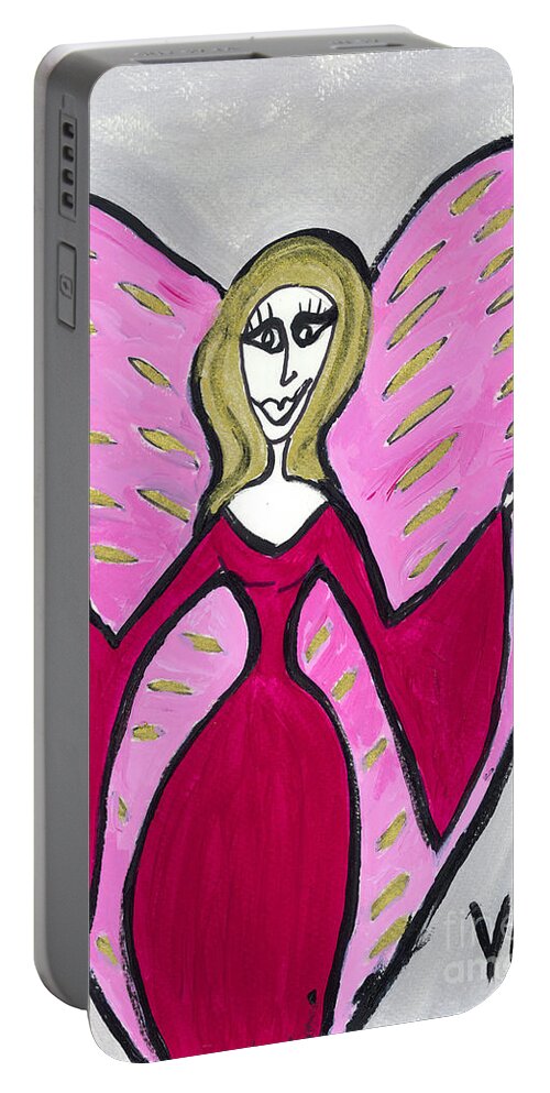 Angel Portable Battery Charger featuring the painting Amorratrea Angel of Purpose by Victoria Mary Clarke