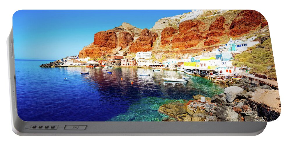 Santorini Portable Battery Charger featuring the photograph Amoudi bay, Santorini, Greece by Anastasy Yarmolovich