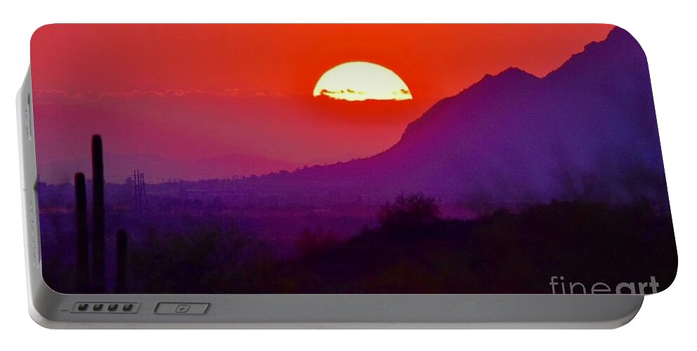 Sunset Portable Battery Charger featuring the digital art An Arizona Sunset by Tammy Keyes