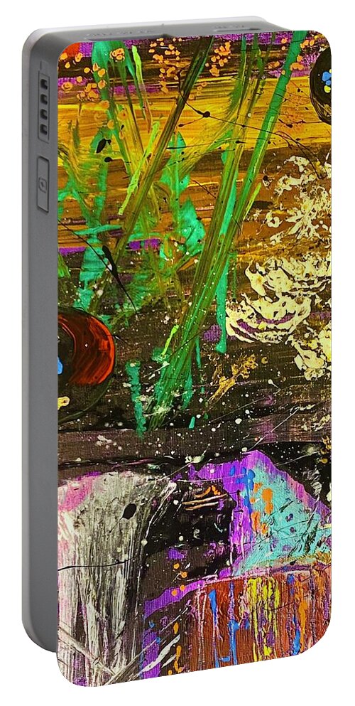 Color Love Emotions Feelings Art Canvas Self Love Care Big. Small Red Black Yellow Green Orange Blue White Original Portable Battery Charger featuring the painting An Emotional Day by Shemika Bussey