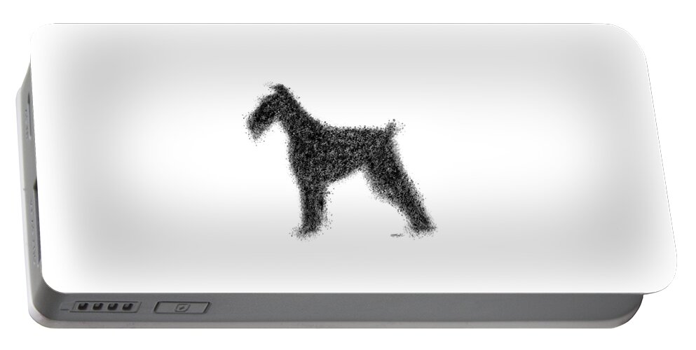 Dog Portable Battery Charger featuring the mixed media An Irish Terrier Painting in Black and White Splatter by OLena Art by Lena Owens - Vibrant DESIGN