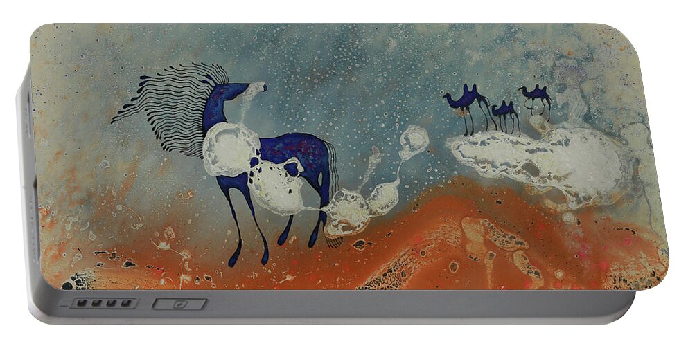 Mongolian Portable Battery Charger featuring the painting Anand by Tsegmid Tserennadmid