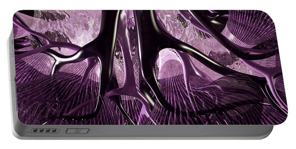 Trunk Portable Battery Charger featuring the digital art Anatomy Abstract 1 Purple Landscape by Russell Kightley