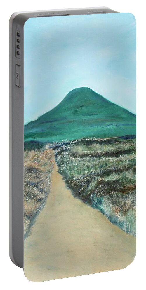 Hill Portable Battery Charger featuring the painting Ancient Pathway by Santana Star