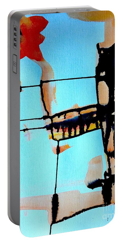 Abstract Art Portable Battery Charger featuring the painting And so we enjoyed tea by Jeremiah Ray