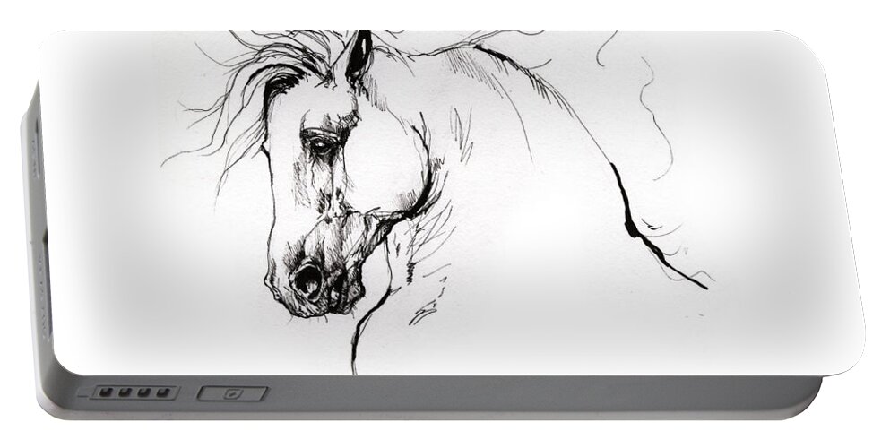 Horse Portable Battery Charger featuring the drawing Andalusian horse drawing 1 by Ang El