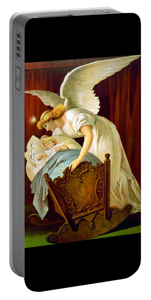Angel Portable Battery Charger featuring the photograph Angel and Sleeping Baby by Munir Alawi