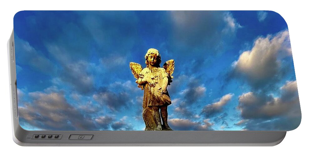 Angel Portable Battery Charger featuring the digital art Angel at Sunset by Kevyn Bashore