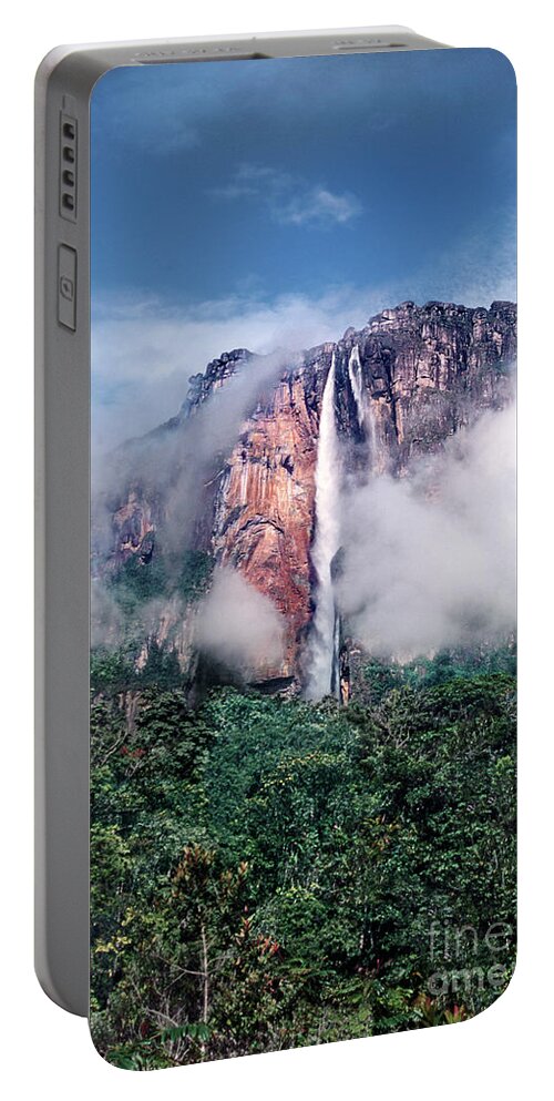 Dave Welling Portable Battery Charger featuring the photograph Angel Falls In Mist Canaima National Park Venezuela by Dave Welling