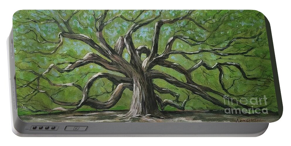 Trees Portable Battery Charger featuring the painting Angel Oak by Jimmy Chuck Smith