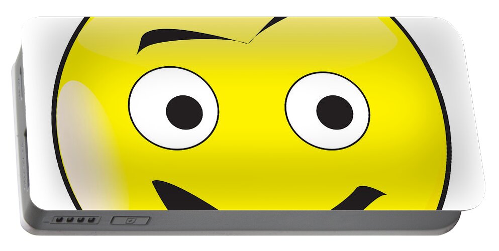Happy Portable Battery Charger featuring the digital art Angel Smile Face Button Emoticon by Bigalbaloo Stock