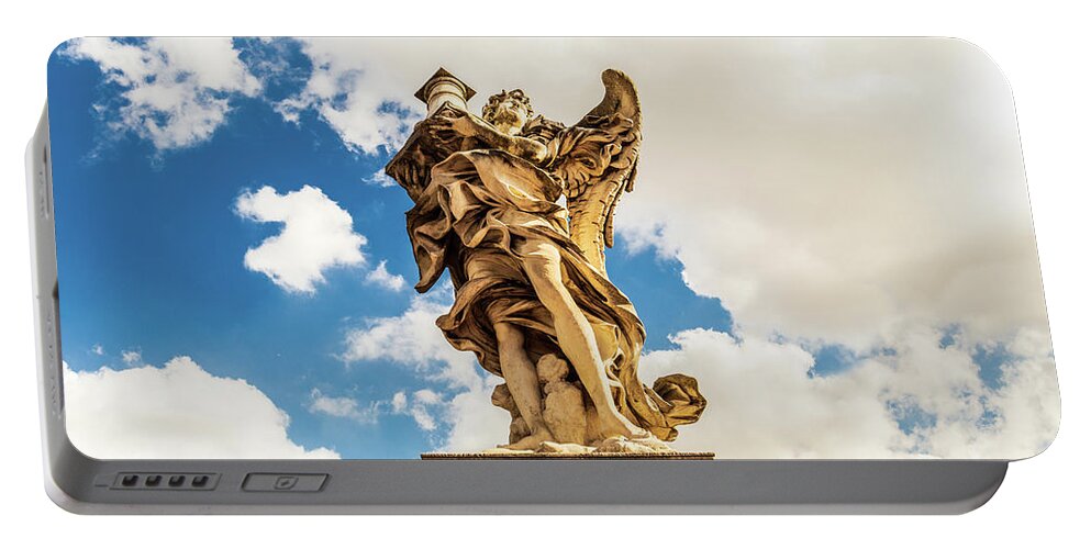 Ponte Sant'angelo Portable Battery Charger featuring the photograph Angel with the Column by Fabiano Di Paolo