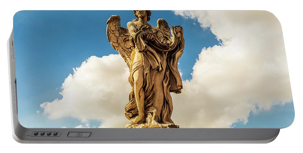 Ponte Sant'angelo Portable Battery Charger featuring the photograph Angel with the Garment and Dice by Fabiano Di Paolo