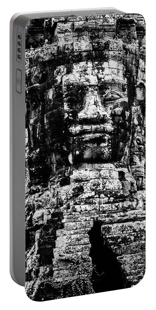 Battambang Portable Battery Charger featuring the photograph Angkor Thom Gate to Bayon Temple by Arj Munoz