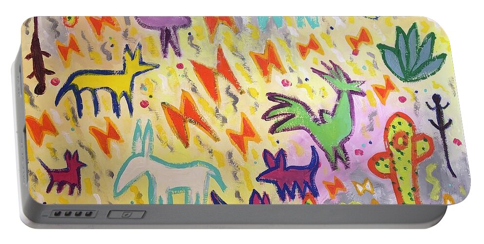 Animals Portable Battery Charger featuring the painting Animalitos by Cyndie Katz